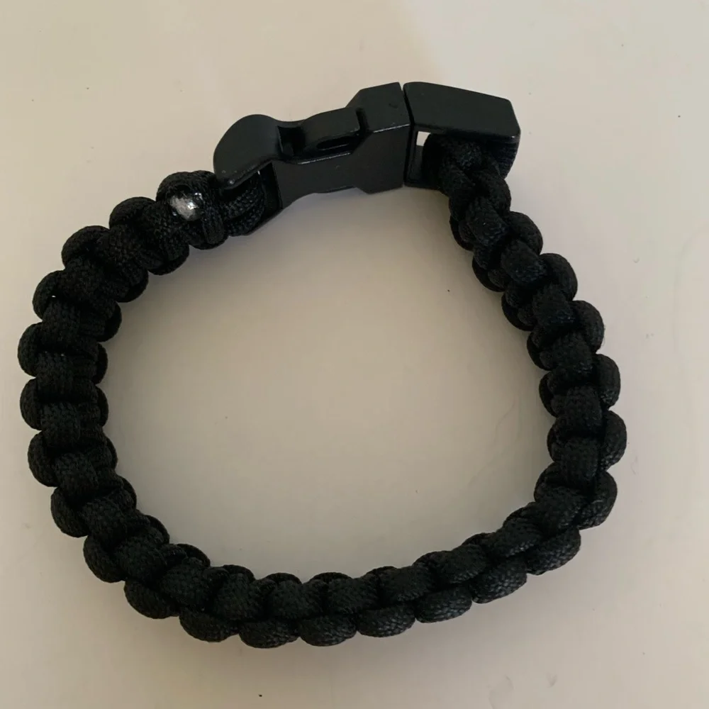 Black Paracord Sports Bracelet Braided Cord Boys Survival Rope Bracelet Stylish